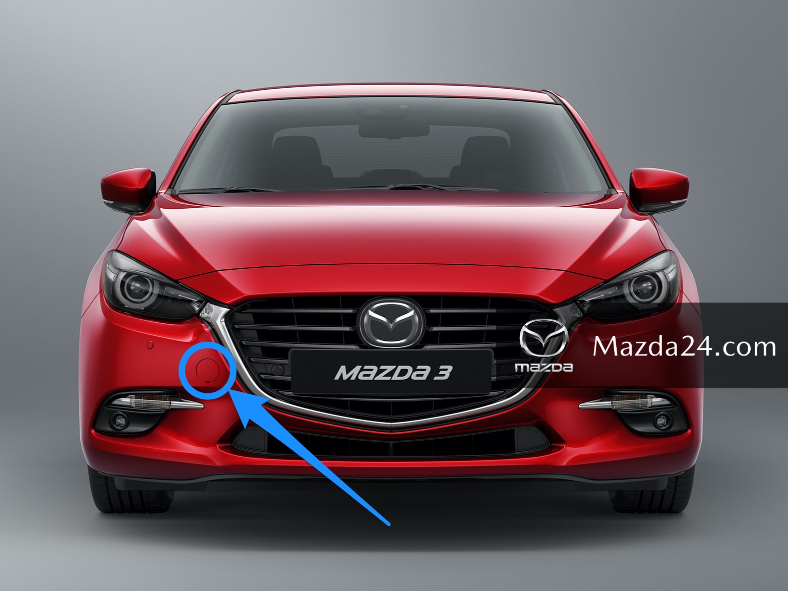 2017-2018 Mazda 3 front bumper tow hook cover (B63B-50-A11-BB)