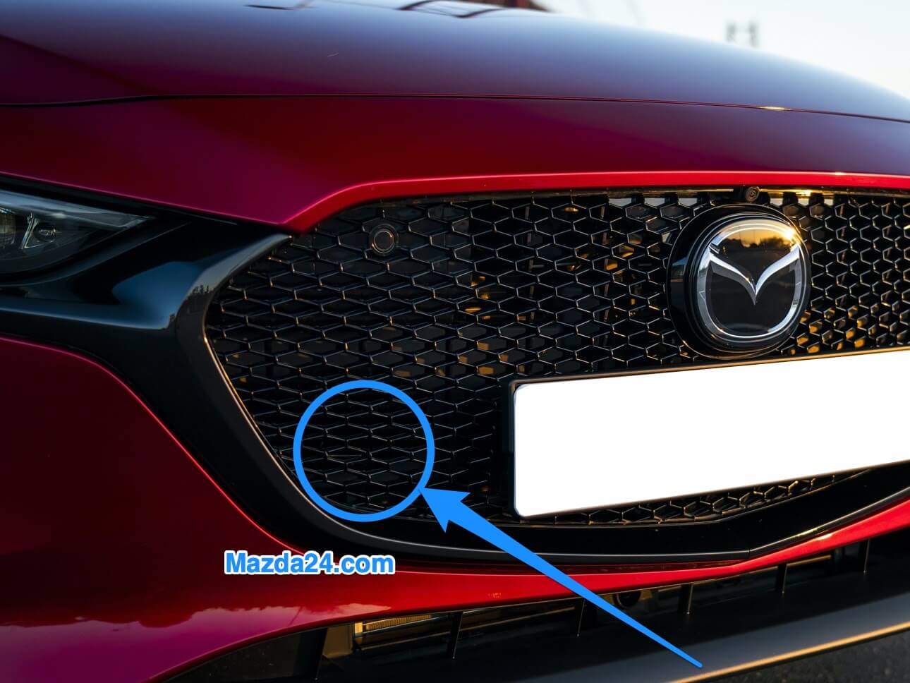 Grille tow hook cover for 2019-2024 Mazda 3 hatchback